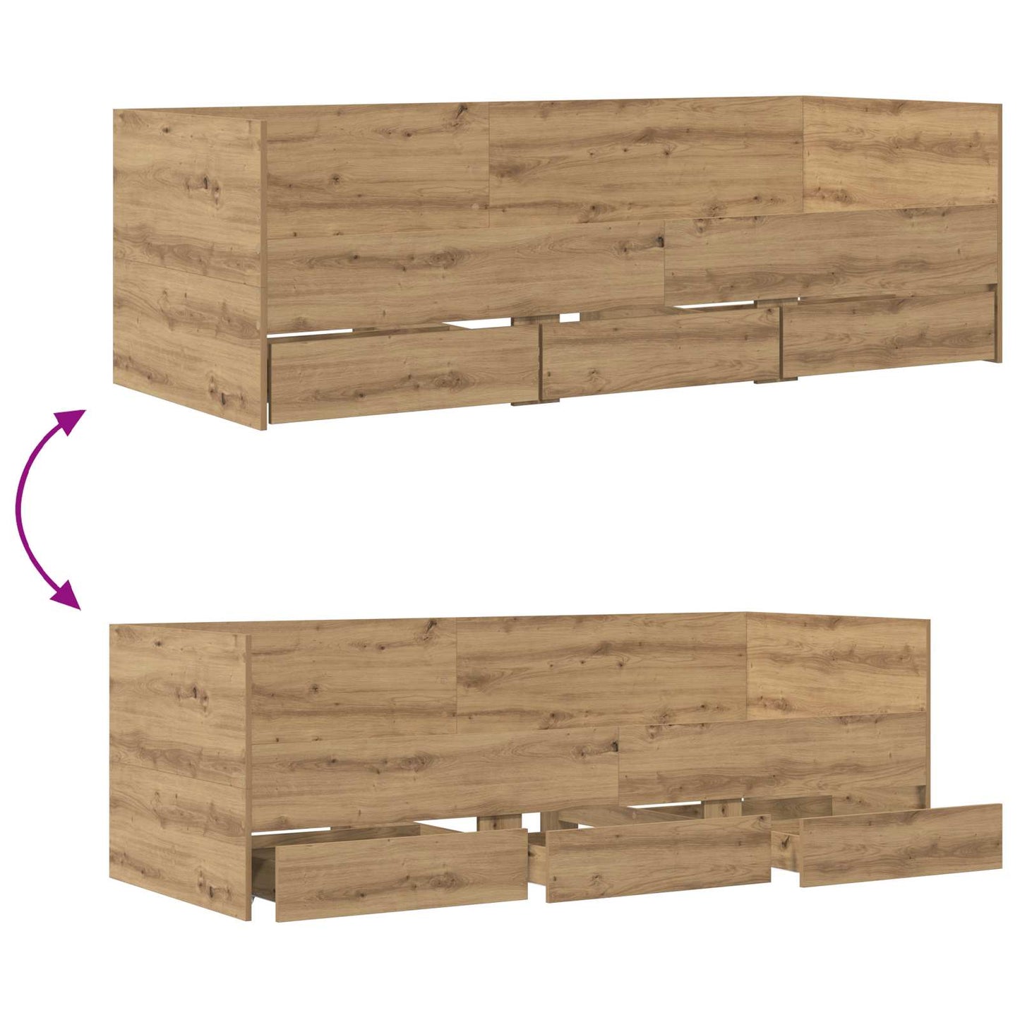 vidaXL Bed Frame with Storage Artisian Oak 80 x 200 cm Engineered Wood