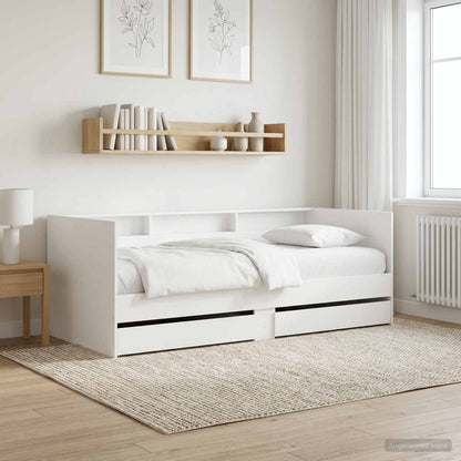 vidaXL Daybed with Drawer with Shelf White Engineered Wood