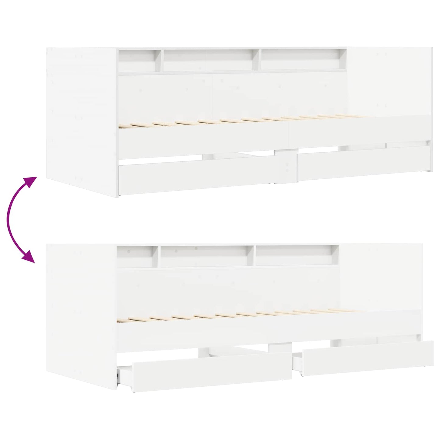 vidaXL Bed Frame with Storage White 80 x 200 cm Engineered Wood