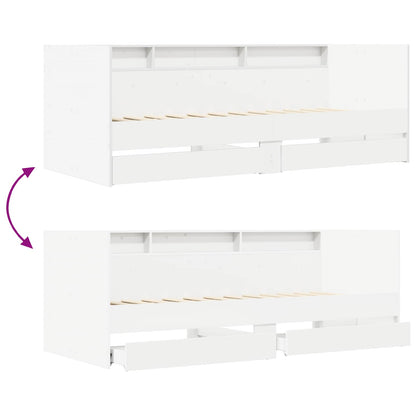 vidaXL Bed Frame with Storage White 80 x 200 cm Engineered Wood