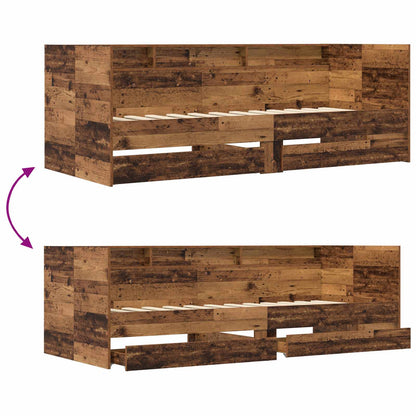 vidaXL Bed Frame with Storage Old Wood 80 x 200 cm Engineered Wood