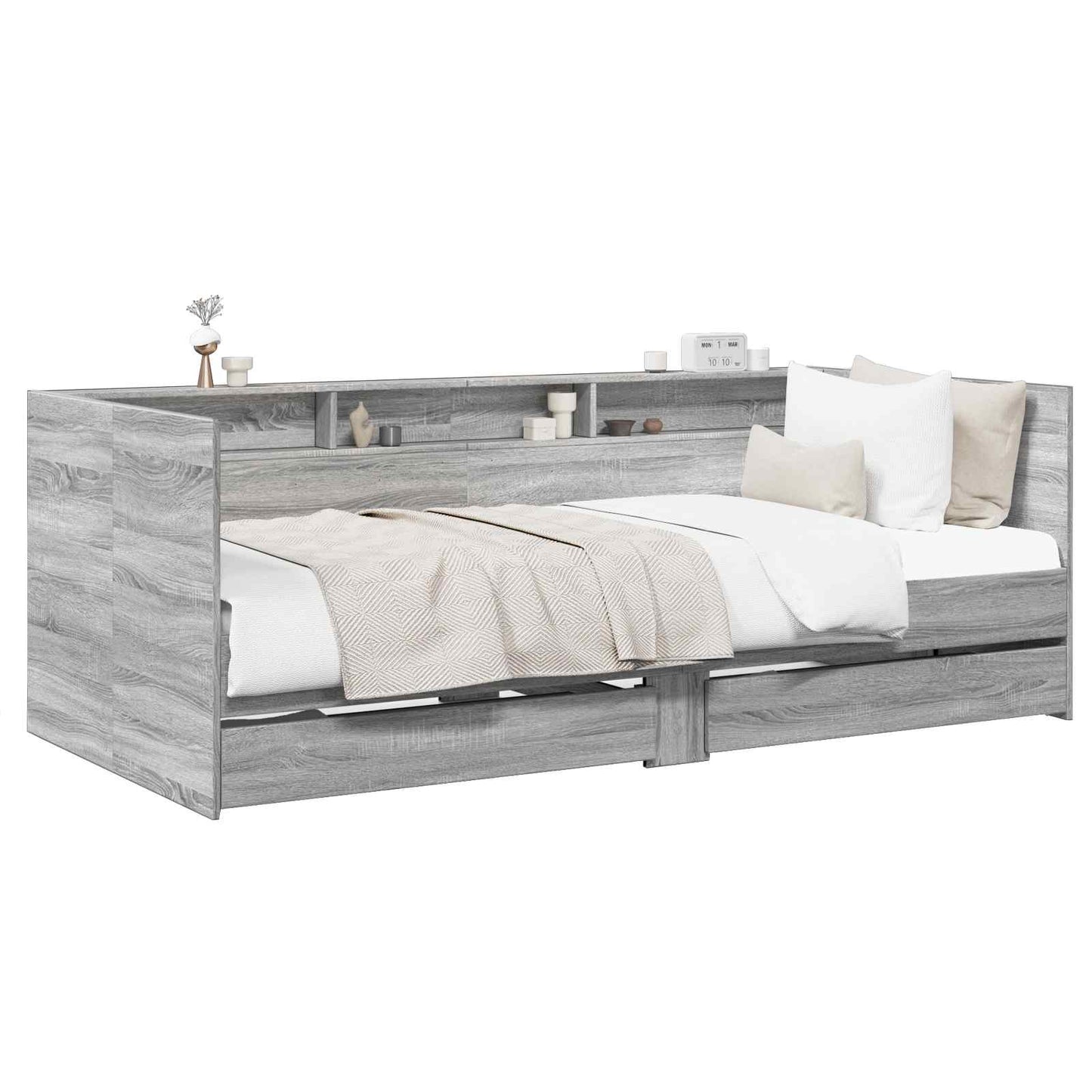 vidaXL Bed Frame with Storage Grey Sonoma 80 x 200 cm Engineered Wood