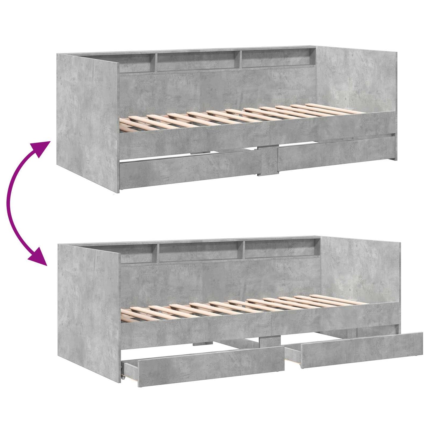 vidaXL Bed Frame with Storage Concrete Grey 80 x 200 cm