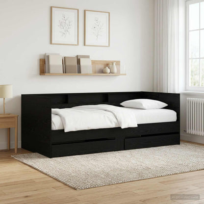 vidaXL Daybed with Drawer with Shelf Black Oak Engineered Wood