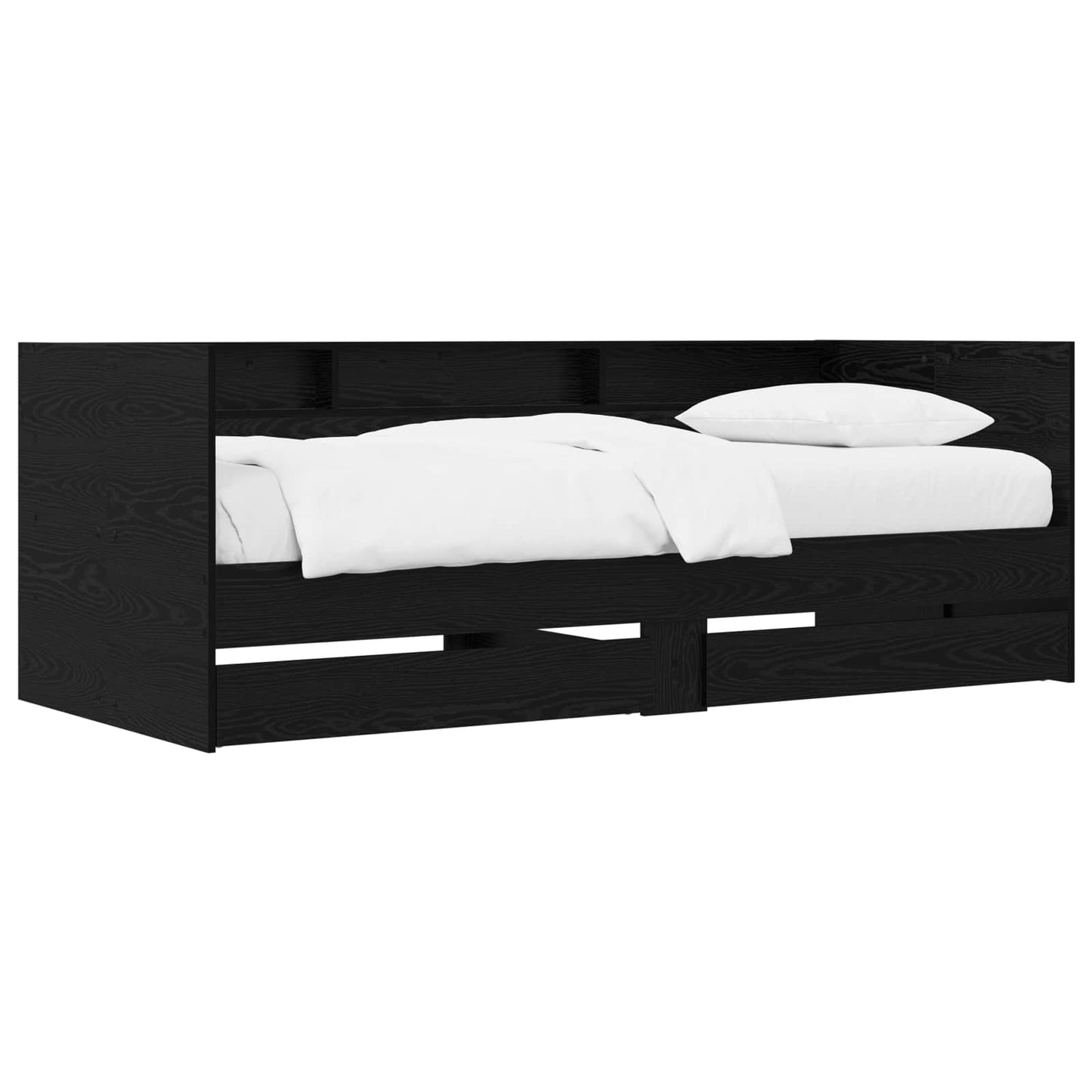 vidaXL Bed Frame with Storage Black Oak 80 x 200 cm Engineered Wood