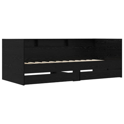 vidaXL Bed Frame with Storage Black Oak 80 x 200 cm Engineered Wood