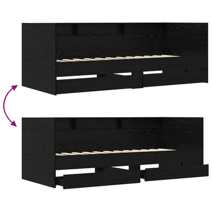 vidaXL Bed Frame with Storage Black Oak 80 x 200 cm Engineered Wood