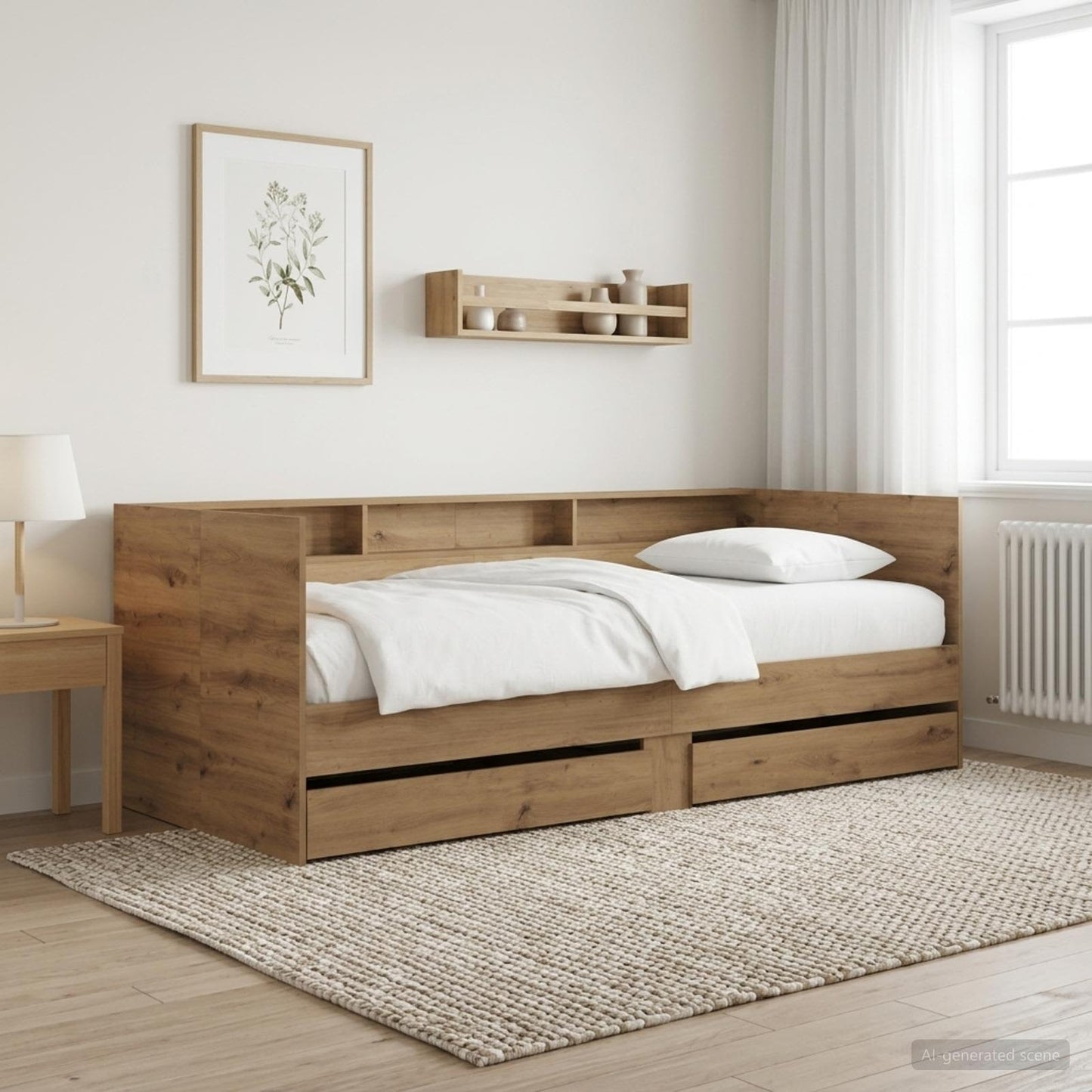 vidaXL Daybed with Drawer with Shelf Artisian Oak Engineered Wood