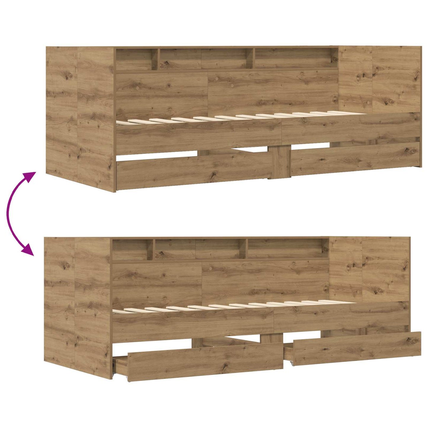 vidaXL Bed Frame with Storage Artisian Oak 80 x 200 cm Engineered Wood