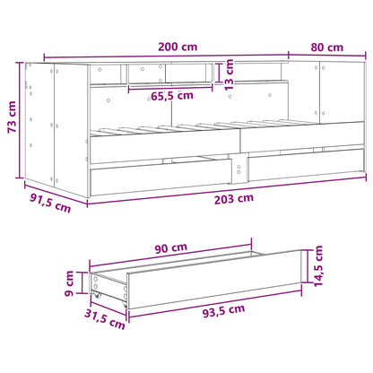 vidaXL Bed Frame with Storage Artisian Oak 80 x 200 cm Engineered Wood