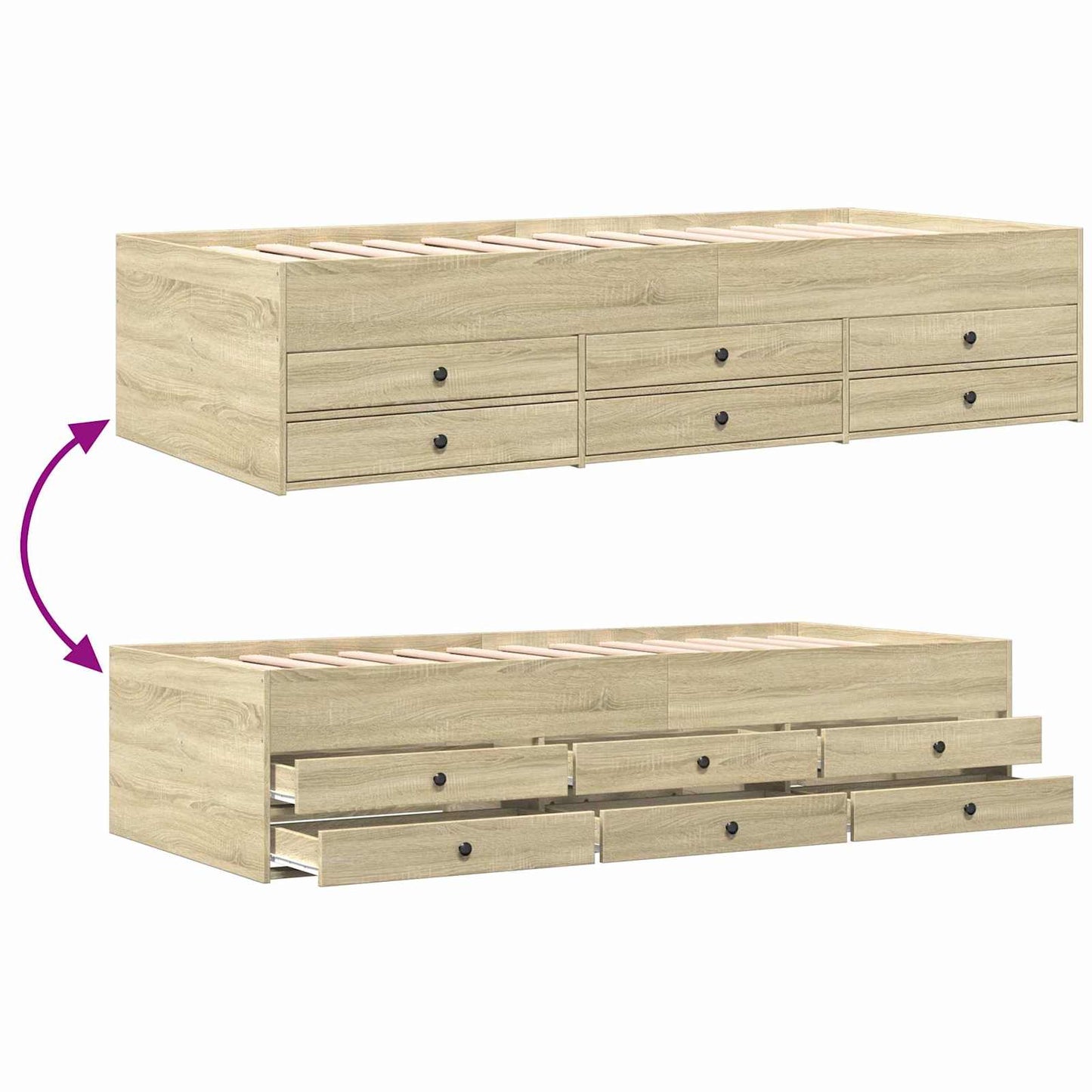 vidaXL Bed Frame with Storage Sonoma Oak 80 x 200 cm Engineered Wood