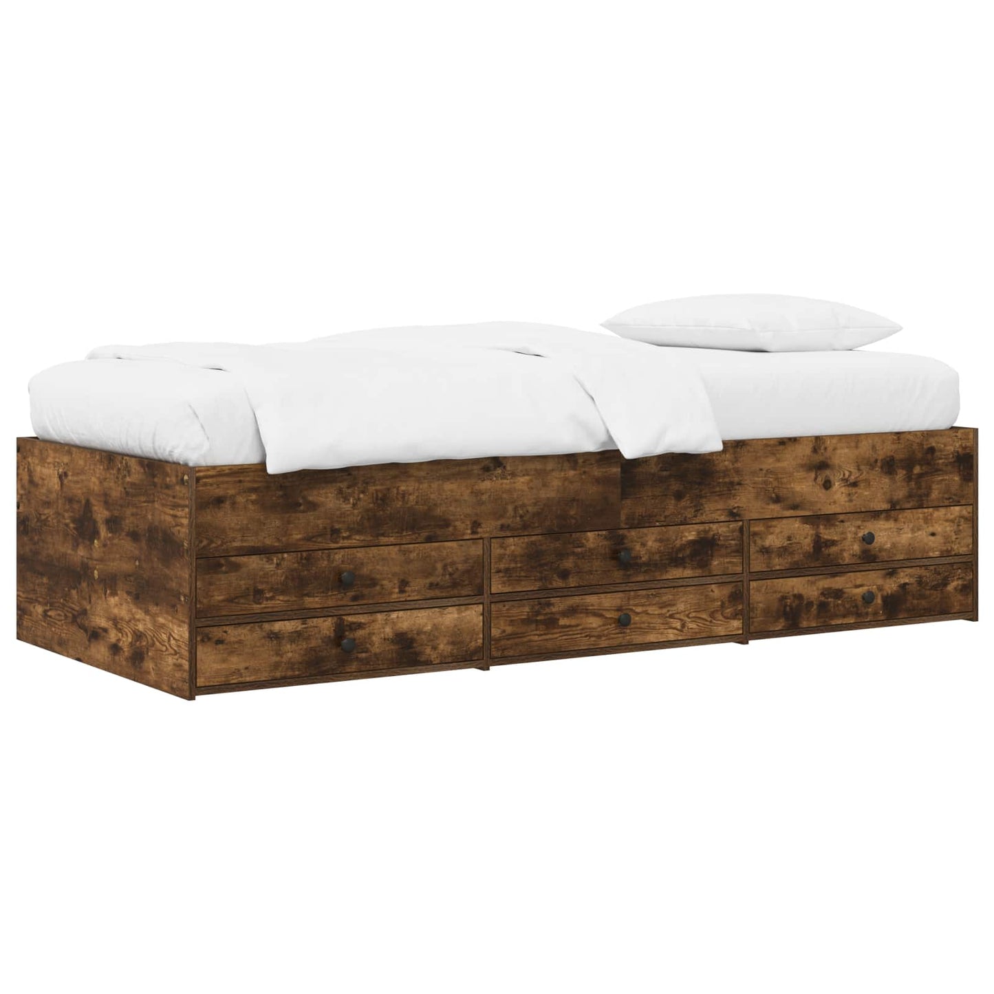 vidaXL Bed Frame with Storage Smoked Oak 80 x 200 cm Engineered Wood