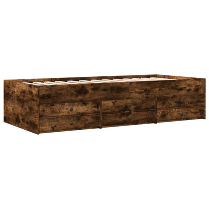 vidaXL Bed Frame with Storage Smoked Oak 80 x 200 cm Engineered Wood