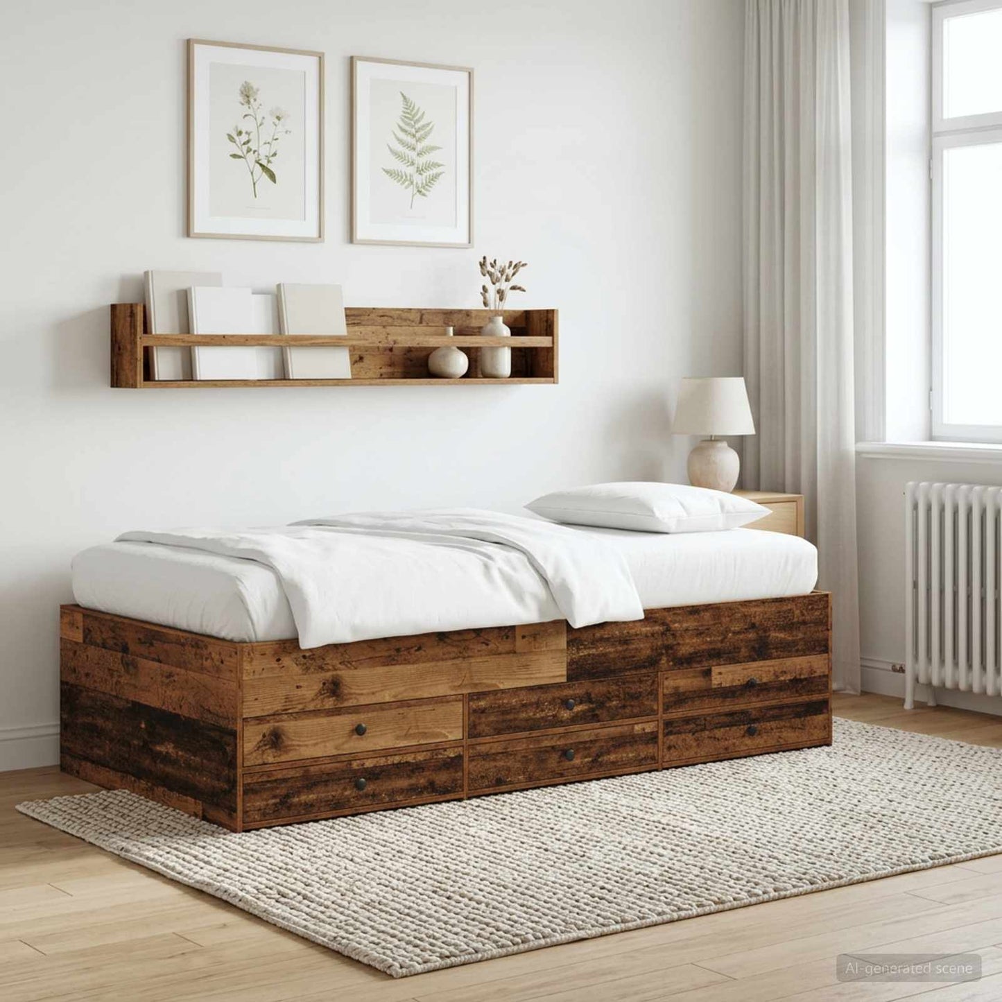 vidaXL Bed Frame with Storage Old Wood 80 x 200 cm Engineered Wood