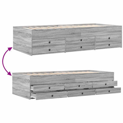 vidaXL Bed Frame with Storage Grey Sonoma 80 x 200 cm Engineered Wood