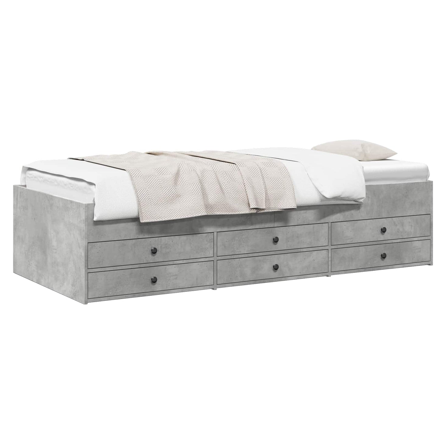 vidaXL Bed Frame with Storage with Drawer Concrete Grey 80 x 200 cm