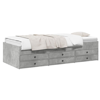 vidaXL Bed Frame with Storage with Drawer Concrete Grey 80 x 200 cm