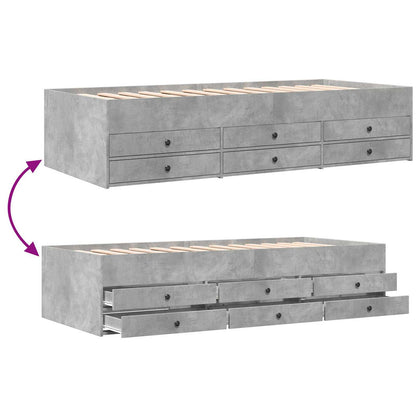vidaXL Bed Frame with Storage with Drawer Concrete Grey 80 x 200 cm