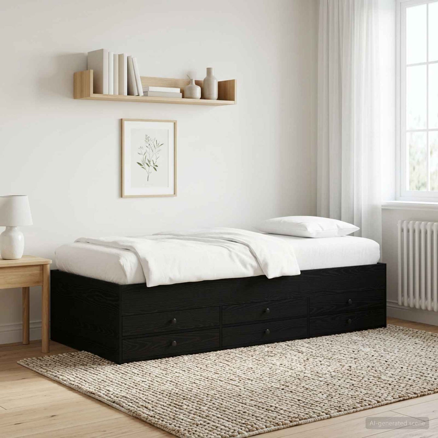 vidaXL Bed Frame with Storage Black Oak 80 x 200 cm Engineered Wood