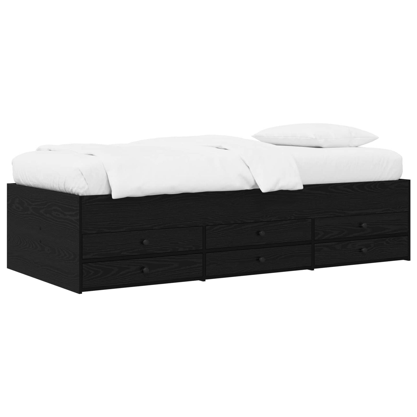 vidaXL Bed Frame with Storage Black Oak 80 x 200 cm Engineered Wood