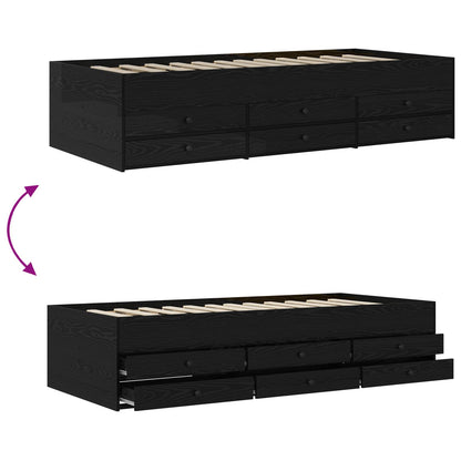vidaXL Bed Frame with Storage Black Oak 80 x 200 cm Engineered Wood