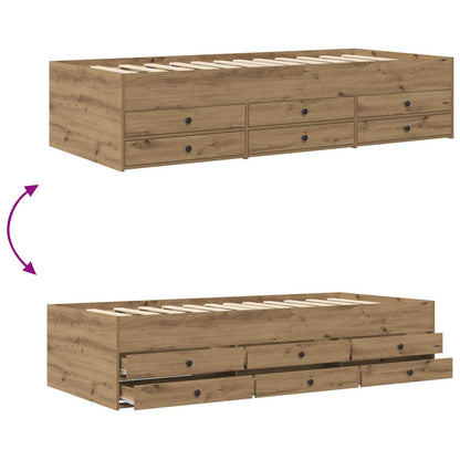 vidaXL Bed Frame with Storage Artisian Oak 80 x 200 cm Engineered Wood