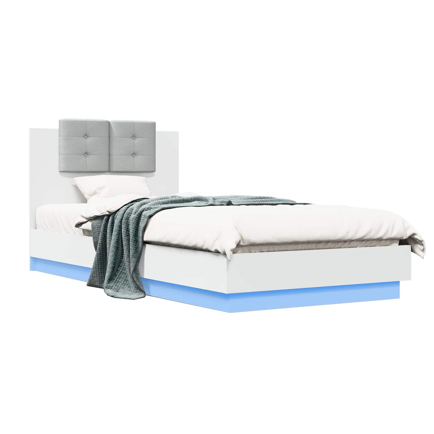 vidaXL Bed Frame with Headboard White Engineered Wood