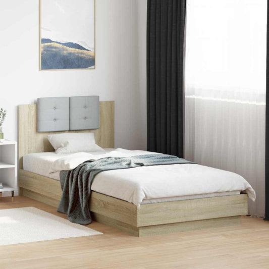 vidaXL Bed Frame with Headboard Sonoma Oak Engineered Wood