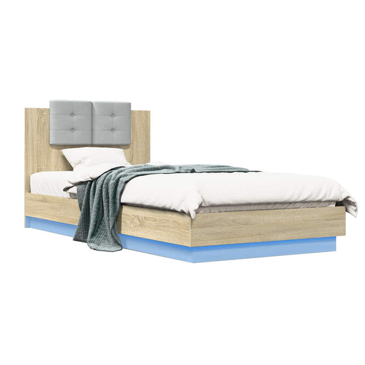 vidaXL Bed Frame with Headboard Sonoma Oak Engineered Wood