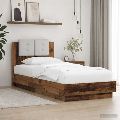 vidaXL Bed Frame with Headboard Old Wood Engineered Wood