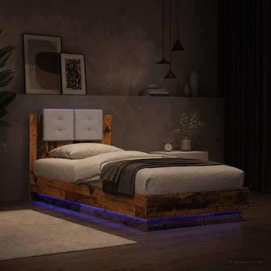 vidaXL Bed Frame with Headboard Old Wood Engineered Wood