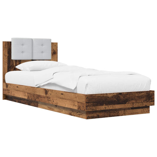 vidaXL Bed Frame with Headboard Old Wood Engineered Wood