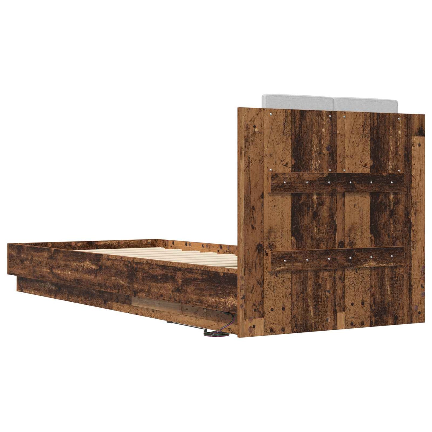 vidaXL Bed Frame with Headboard Old Wood Engineered Wood