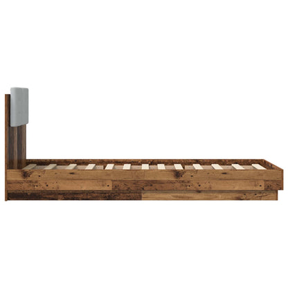 vidaXL Bed Frame with Headboard Old Wood Engineered Wood