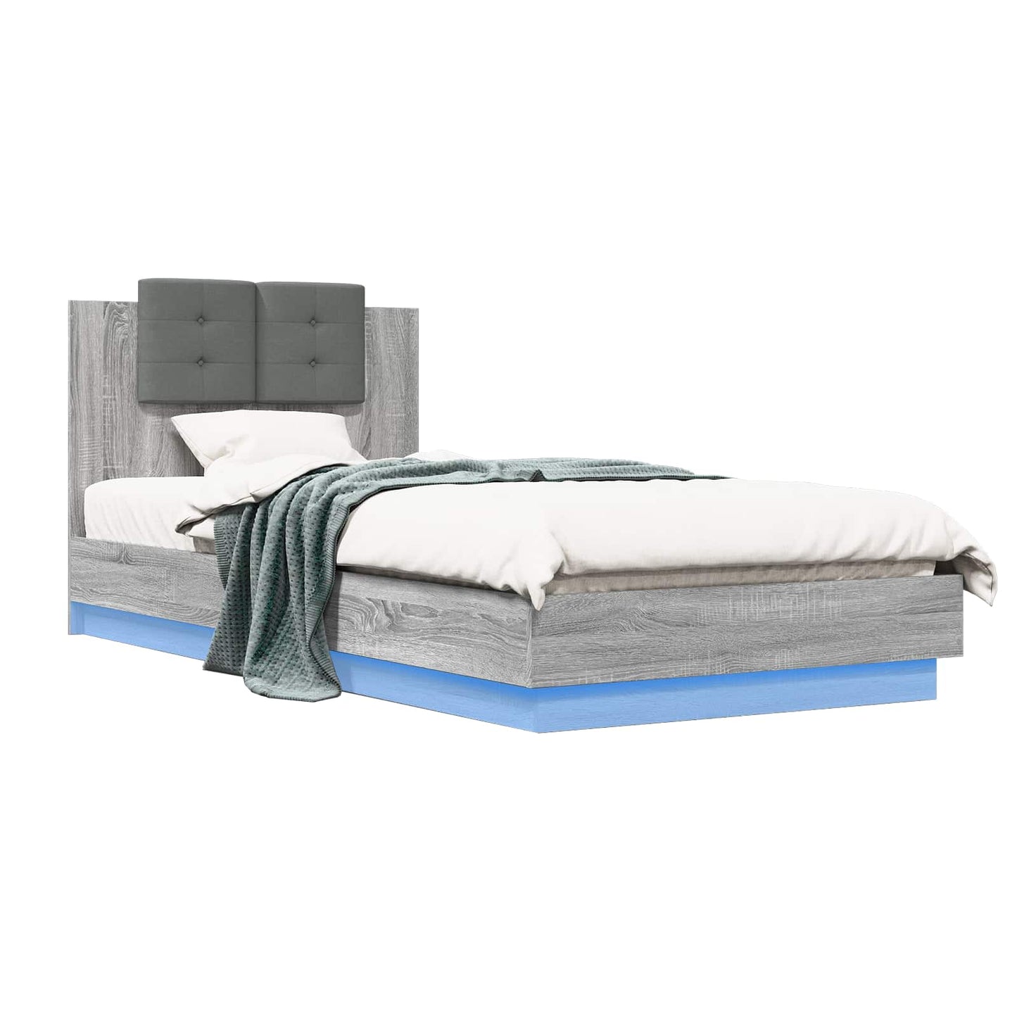 vidaXL Bed Frame with Headboard Grey Sonoma Engineered Wood