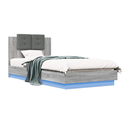 vidaXL Bed Frame with Headboard Grey Sonoma Engineered Wood