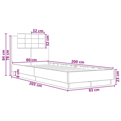 vidaXL Bed Frame with Headboard Grey Sonoma Engineered Wood