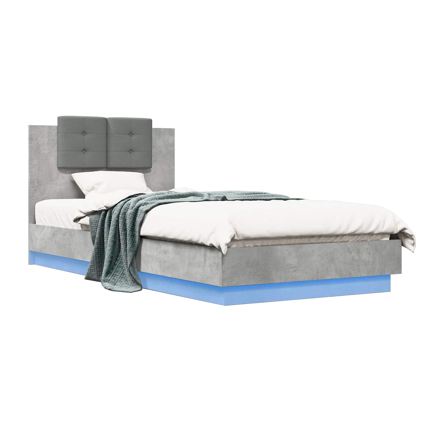 vidaXL Bed Frame with Headboard Concrete Grey Engineered Wood