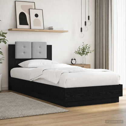 vidaXL Bed Frame with Headboard Black Oak Engineered Wood