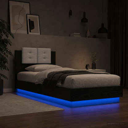 vidaXL Bed Frame with Headboard Black Oak Engineered Wood