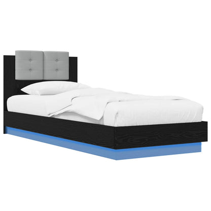 vidaXL Bed Frame with Headboard Black Oak Engineered Wood
