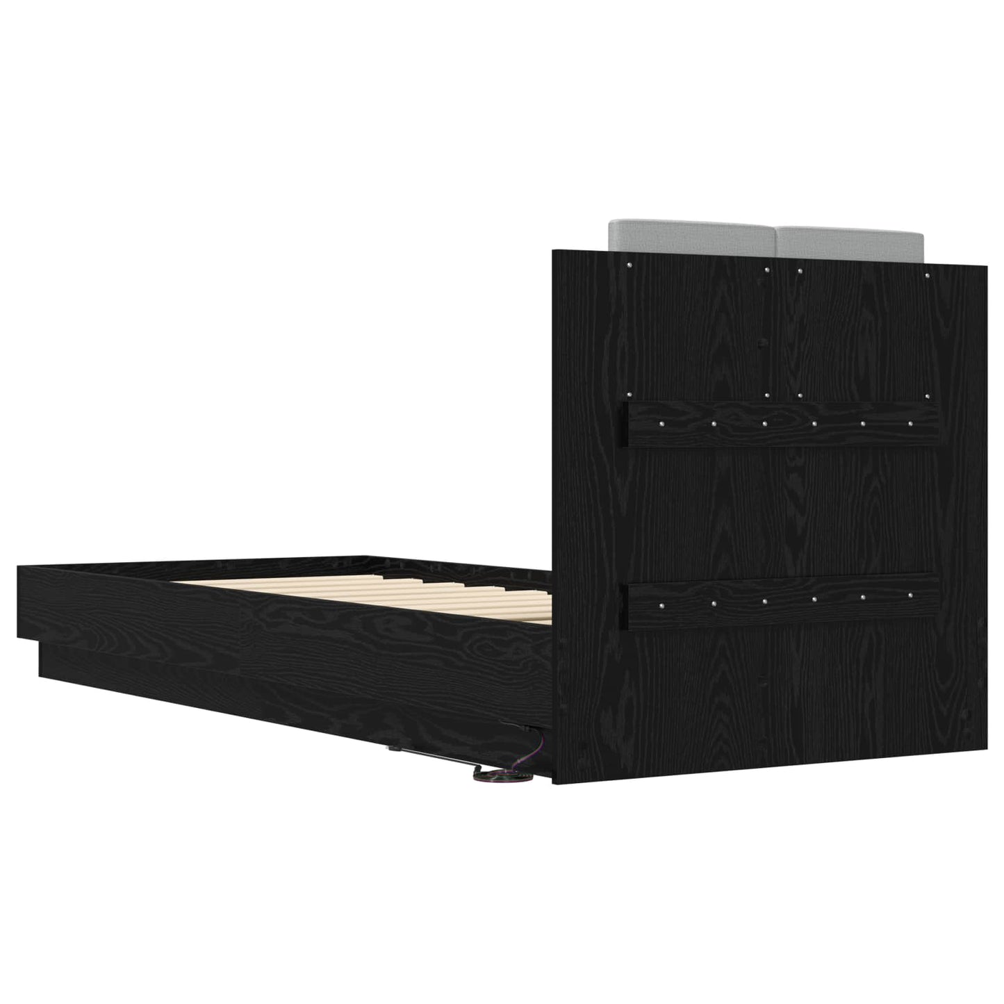 vidaXL Bed Frame with Headboard Black Oak Engineered Wood