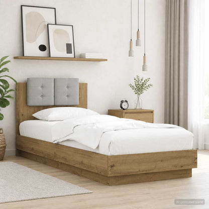 vidaXL Bed Frame with Headboard Artisian Oak Engineered Wood