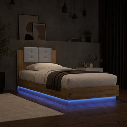 vidaXL Bed Frame with Headboard Artisian Oak Engineered Wood