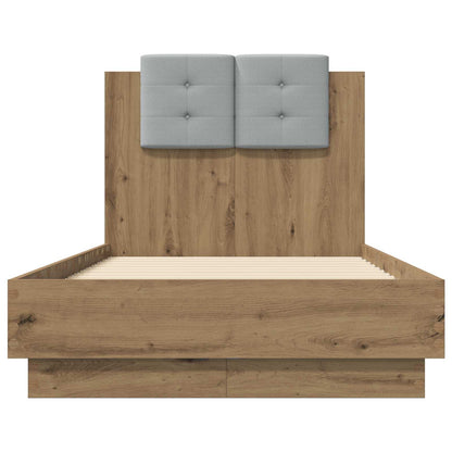 vidaXL Bed Frame with Headboard Artisian Oak Engineered Wood