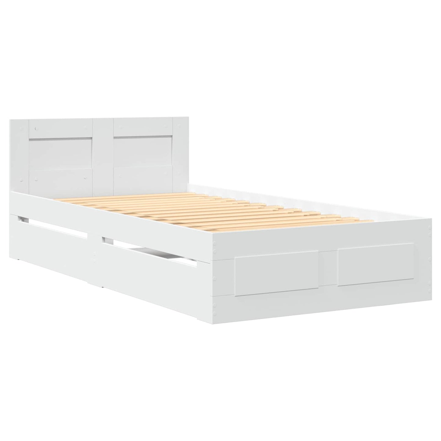 vidaXL Bed Frame with Drawer with Storage 2 pcs White Engineered Wood