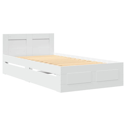 vidaXL Bed Frame with Drawer with Storage 2 pcs White Engineered Wood