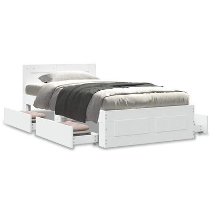 vidaXL Bed Frame with Drawer with Storage 2 pcs White Engineered Wood