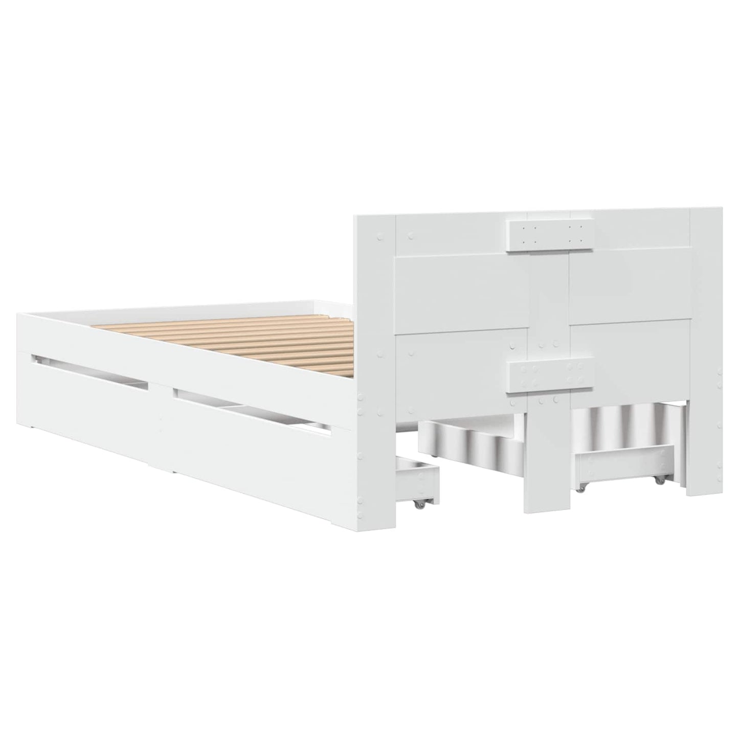 vidaXL Bed Frame with Drawer with Storage 2 pcs White Engineered Wood
