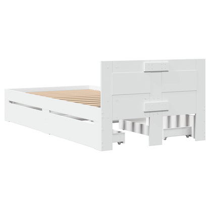 vidaXL Bed Frame with Drawer with Storage 2 pcs White Engineered Wood
